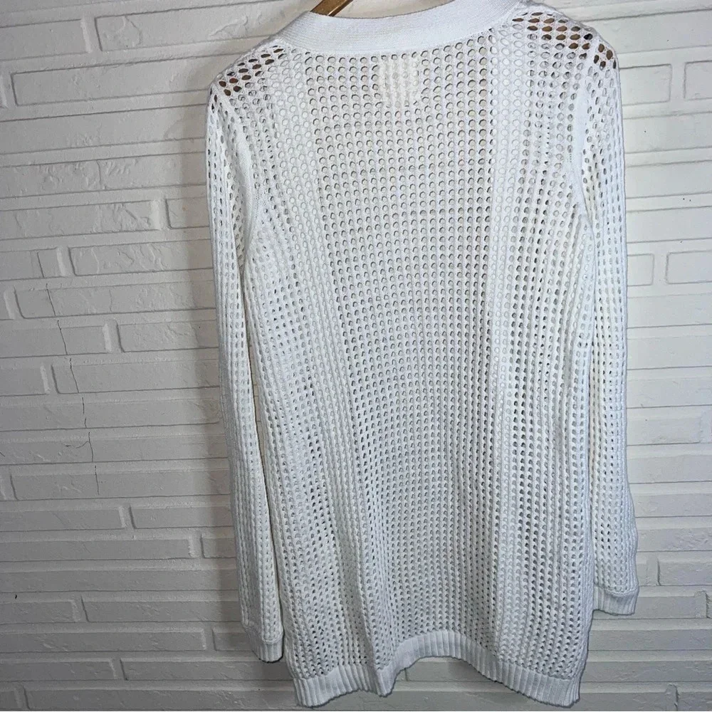 Harper Heritage White Long Sleeve Open Knit Cardigan, Women’s Size Medium